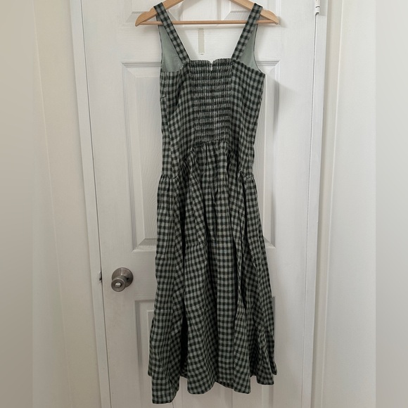 Reformation Roslyn Linen Dress Green - Size 6 - Picture 9 of 12